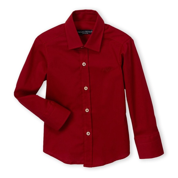 MANUELL & FRANK Red Solid Long Sleeve Sport Shirt - Picture 1 of 3
